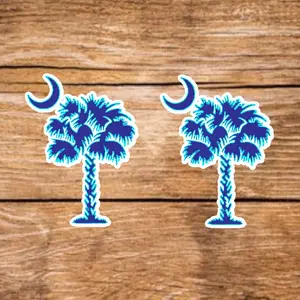 SC Palmetto Stickers - 2 Pack, 3.5in, Waterproof, Glossy Finish Vinyl, Unique Design for Decor & Personalization - Perfect for DIY Projects & Gifts
