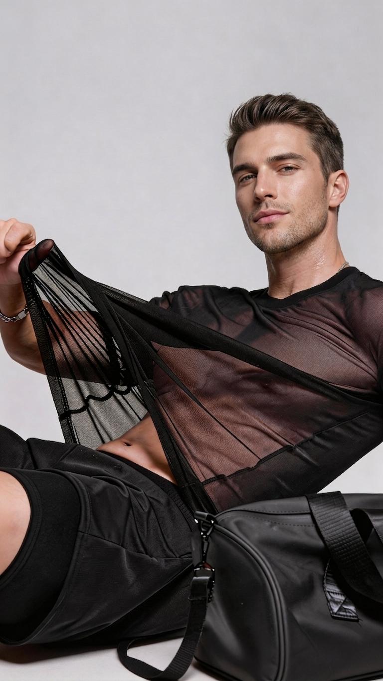 NELEUS Bare Feel Mesh Loose Tank Top