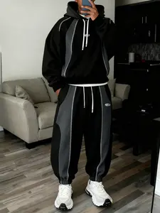 Unisex Street Style Long Sleeve Hoodie Pants Set, Hip Hop Casual Fashion, Perfect for Street and Campus Wear