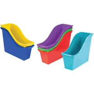 212 MAIN Small Book Bin - Assorted Bright Book Storage Plastic Organiser, Assorted Set with Drop Resistant Build and Linkable Sides