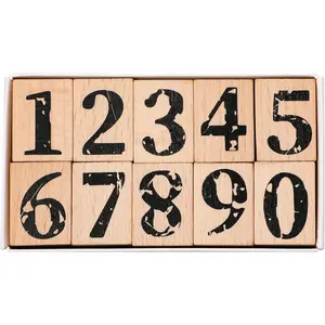 10 Pieces 0-9 Number Rubber Stamp Set 1 Inch Wooden Multipurpose Number Stamps for Craft Scrapbooking Diary and DIY Craft