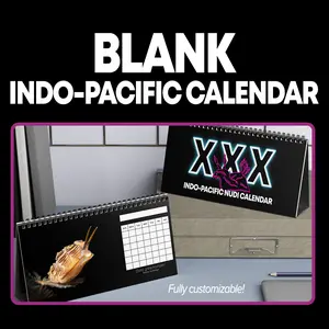 XXX INDO-PACIFIC NUDI CALENDAR - Blank Monthly Indo-Pacific Nudibranchs 12 Month Table/Desk Calendar