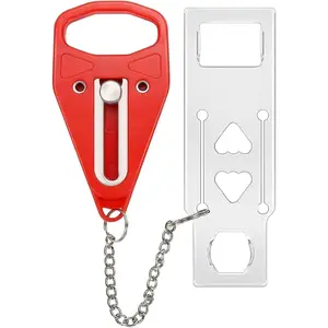 Portable Door Lock Extra  Essential Safety &  Travel Lockdown,  Entry Stopper, Protect Family While Traveling  Bedroom Hotel Apartment College (1 Red)