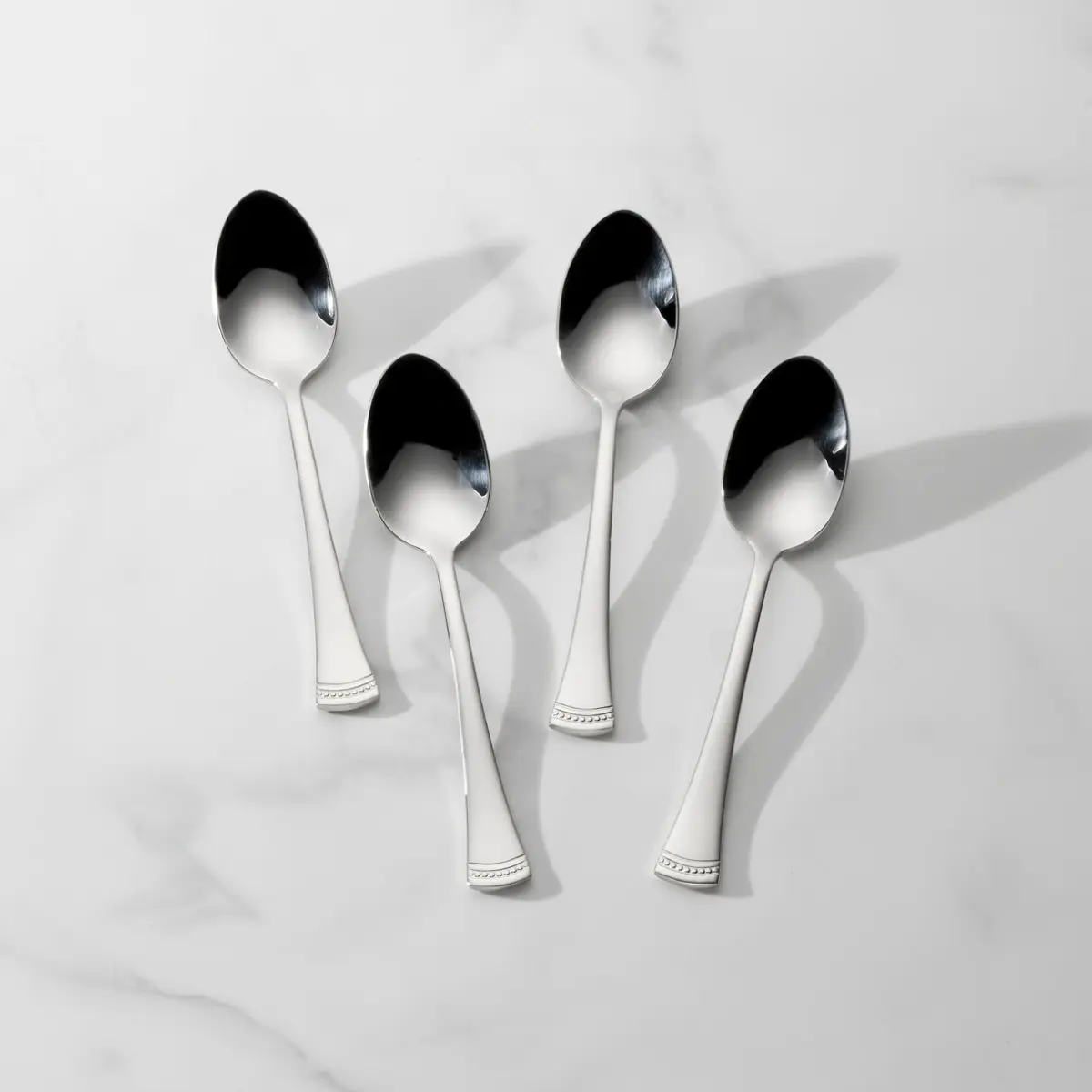 Lenox 894752 Portola Beaded Edge Dinner Spoon - Table Dining Kitchenware Cutlery 4-Spoon Set, Four Spoons