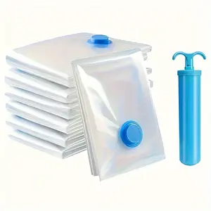 Vacuum Storage Bag, 7 Counts/set Large Capacity Vacuum Storage Bag with Manual Pump, Dustproof Storage Bag for Clothes, Bedding, Dormitory, Moving Storage