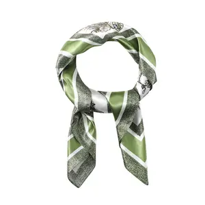 Satin Polyester Butterfly Floral Print Scarf