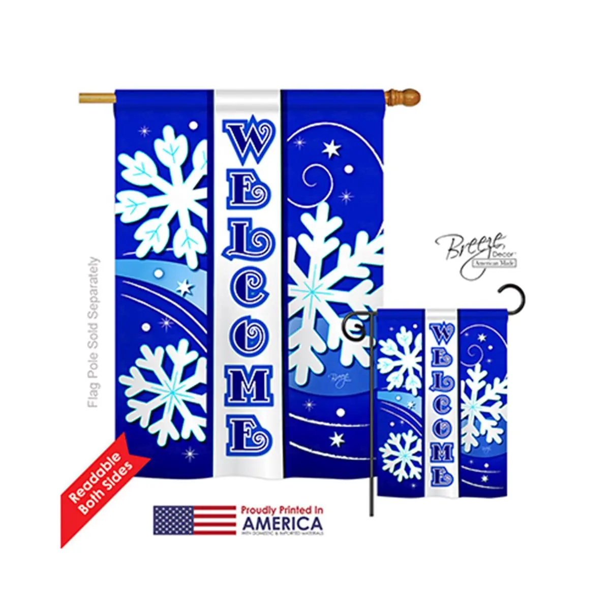 Breeze Decor 14074 Winter Welcome 2-Sided Vertical Artwork House Flag, Festive Banners, 28x40 in