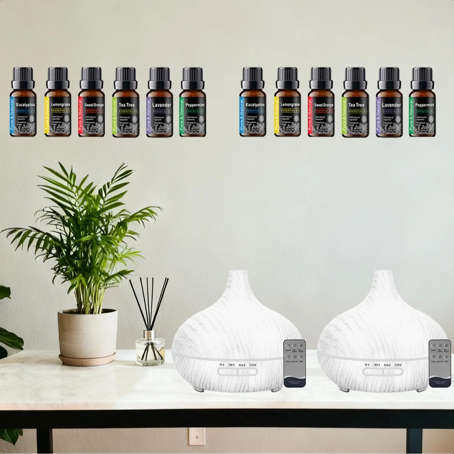 2pcs white wood grain