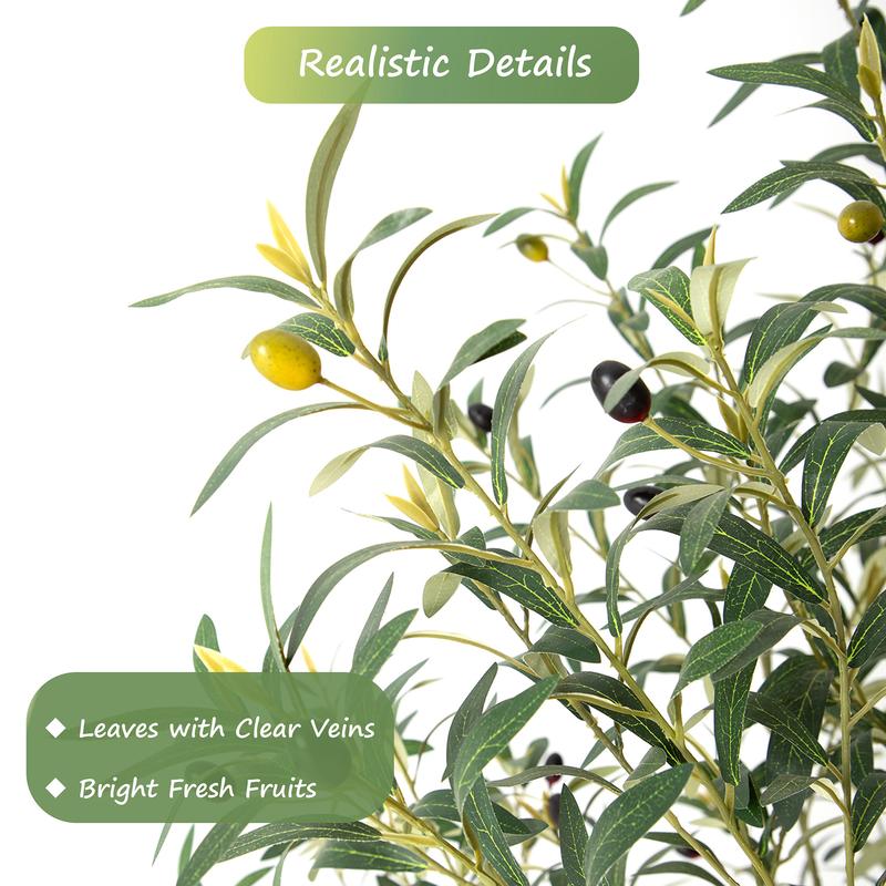 Nafresh 5ft/6ft/7ft/8ft Super Full Artificial Olive Tree Indoor,Large Faux Olive Tree with Decorative Planter, Lifelike Leaves,Vibrant Fruits for Living Room Bedroom Patio Balcony Corner Decor