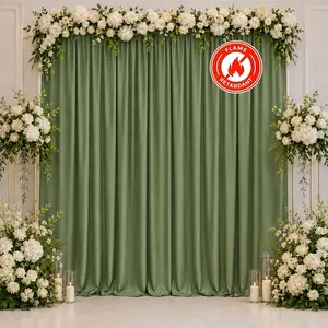 Scuba Polyester Event Backdrop Curtain Dusty Sage Green 10ftx10ft Durable Flame Resistant Wrinkle-Free Photography Drape Panel With Rod Pocket