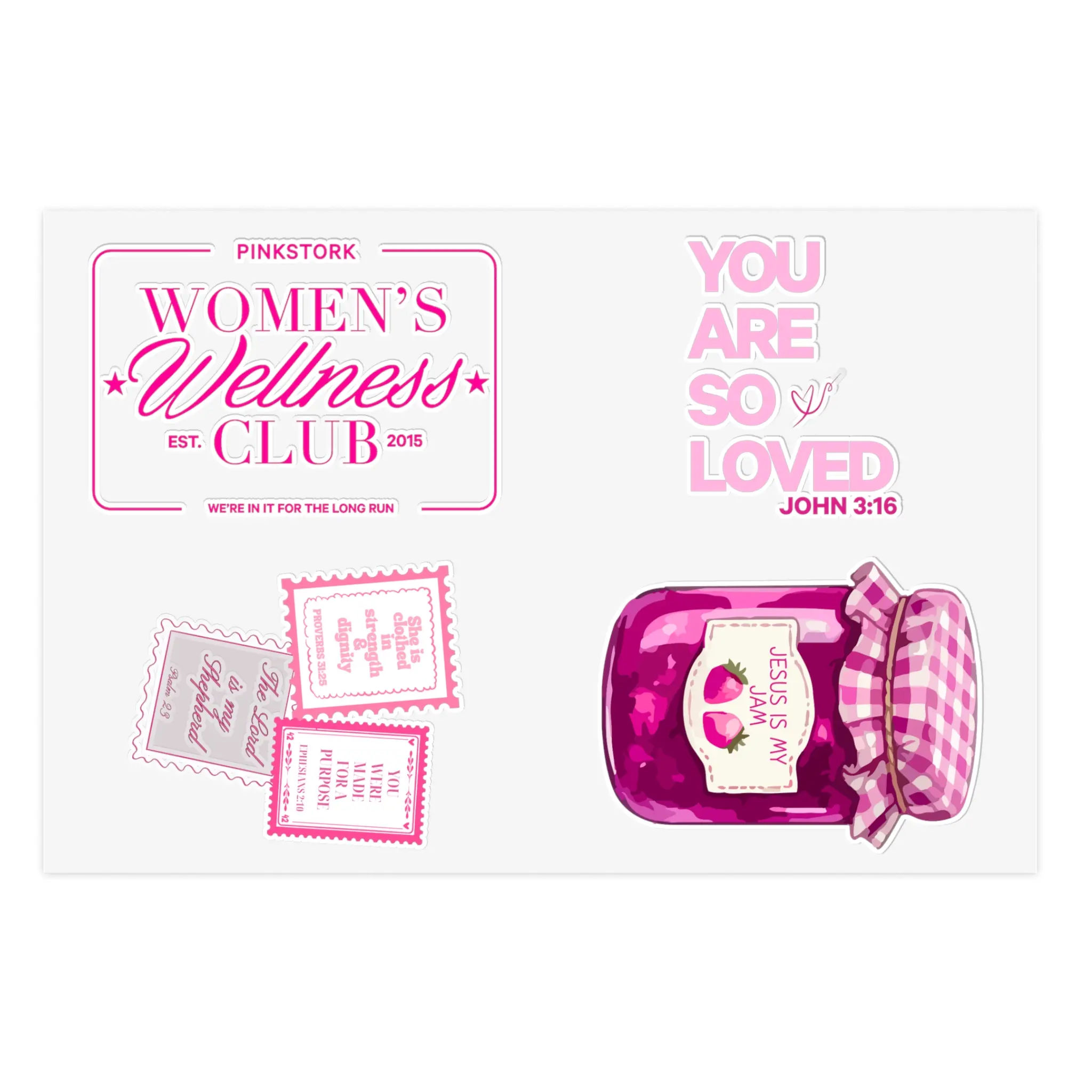 Women's Wellness Club sticker sheet | You Are So Loved jar stickers