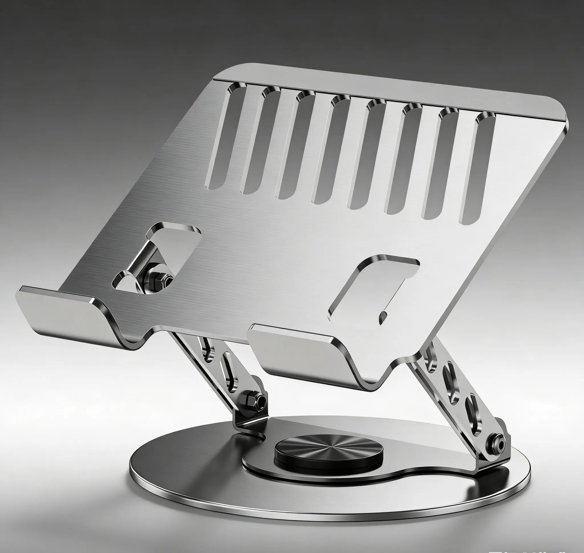 Compatible 360° Rotating Adjustable Laptop Stand, Fully Foldable Dual Rotary Shaft Laptop Riser Portable Standing Desk, Fits MacBook & All 10-15 Inch Laptops - Grey
