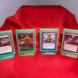 Full (4) Piece TURTLES Set! Custom 3D Top Loader Holders for the MTG x TMNT set! Acrylic Filled! High Resolution Display! hot price