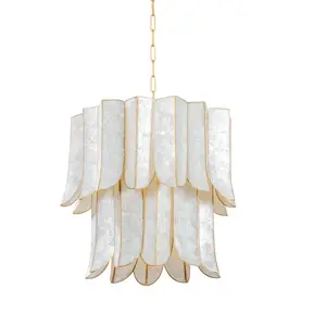 Cartagena Mini Chandelier with Hand-Crafted Capiz Shell Panels – Elegant Lighting for Any Space
