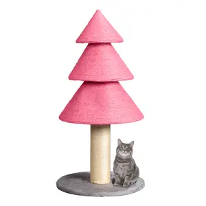 31.5in Christmas Tree Cat Scratcher, Cat Scratching Post for Indoor Cats, Large Sisal Cat Scratching Tree Cat Scratch Tower, Pink