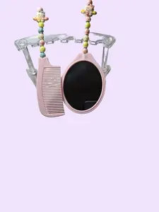 Mirror and Comb Set with Beaded Handle Pink Travel Size Comb and Compact Mirror for On-the-Go Grooming Super Cute and Homemade with Love