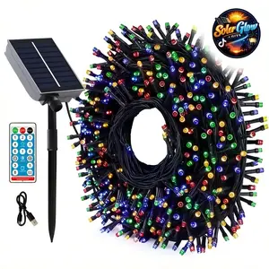 Solar Powered String LED Lights 328ft with 800 LED Beads, 8 Lighting Modes and Remote Control Design, Auto On Off Energy Saving Outdoor Lights for Garden Patio Holiday Decor