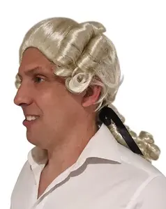 HandinHandCreations Colonial Lawyer Wig Long Wave White Judge Washington Hamilton Presidental Halloween Costume Cosplay Wig