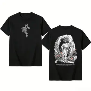 He Is Risen Easter Jesus Vintage Washed Oversized T-Shirt, Resurrection Christian Graphic Tee, Heavy Cotton Unisex Faith Streetwear, Religious Easter Sunday Shirt Gift for Believers