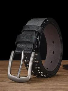 Men's Business Fashion Rivet Design Belt, Fashion Trendy PU Leather Belt, Casual Waistband for Jeans Trousers