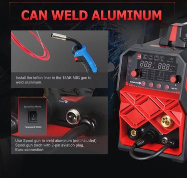 ACEWELDER MIG200T 6-in-1 Welder | 110V/220V Dual Voltage | Gas/Gasless MIG Lift TIG Stick Spot Aluminum Welder