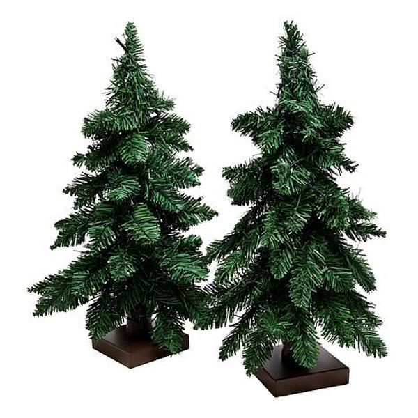 Winter Lane Set of 2 18" Downswept Trees with LED Lights