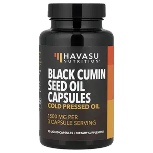 Havasu Nutrition Black Cumin Seed Oil, Cold Pressed Oil, 90 Liquid Capsules (500 mg per Capsule)