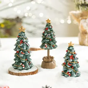 Mini Resin Christmas Tree Desktop Decor, Window Display Scene, DIY Atmosphere Setup, Modern Style Holiday Decoration