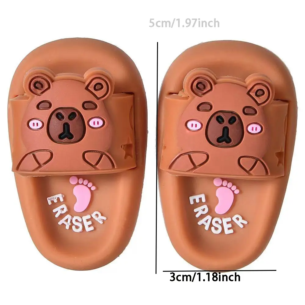 Cute Creative Slipper-Shaped Eraser, Mini Capybara Rubber Eraser for Students, Fun School Supply Gift Idea, Perfect for Kids & Teachers