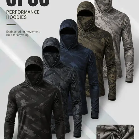 SKYWEHYD Men’s Hoodies 5-Pack - Unisex Elastane Twill Quick-Dry Raglan Long-Sleeve Hunt Gear Clothes Products with Thumbholes, UPF Sun Protection, Sunlight Shield for Outdoor Hunting, Camping,outdoorfun