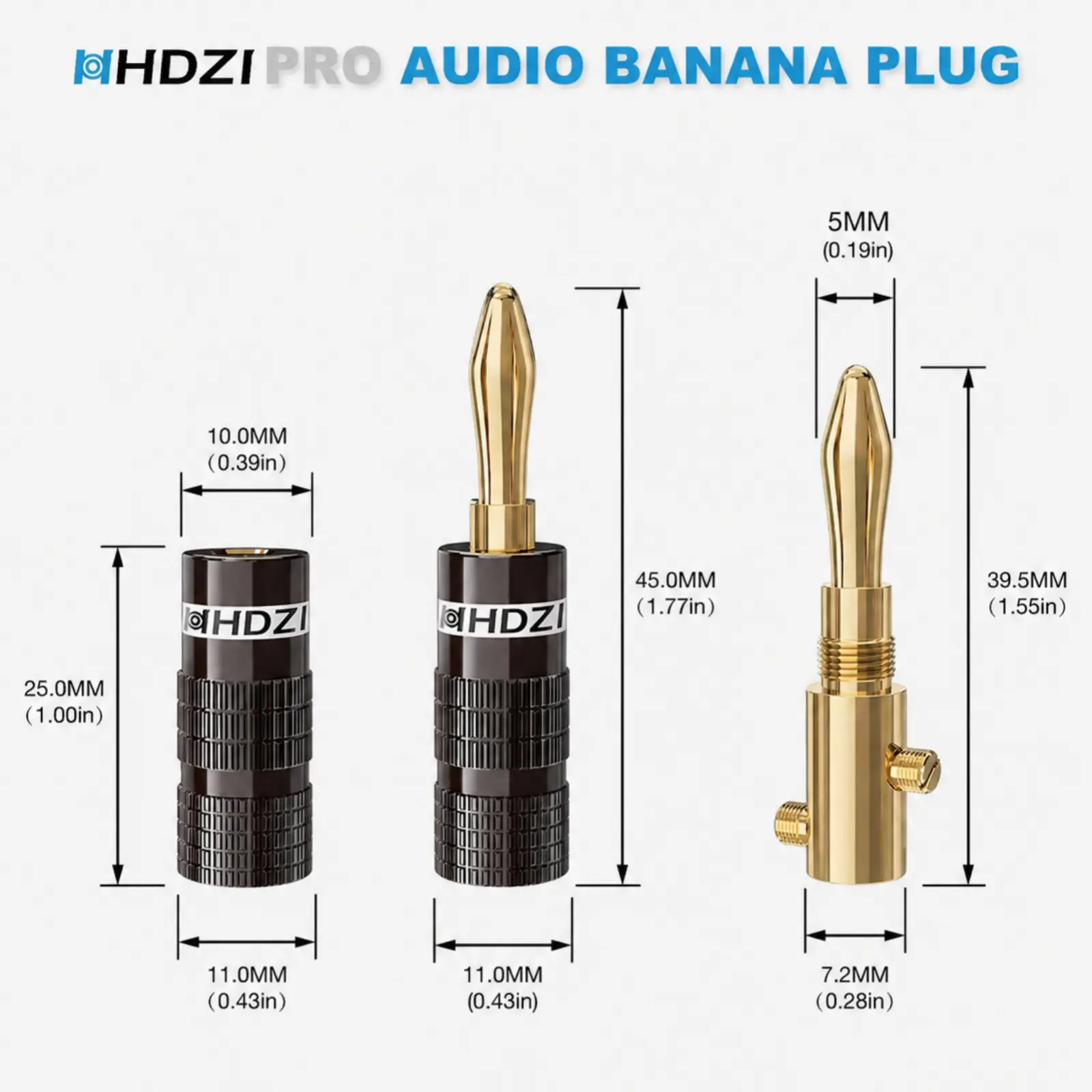 24K Gold-Plated Banana Speaker Plugs - 6 Pairs/12 Pcs Cable Lugs for Speaker Wires, Home Theater, Audio/Video Receivers, Audio Setup (PA & Stage Sound System Accessories)