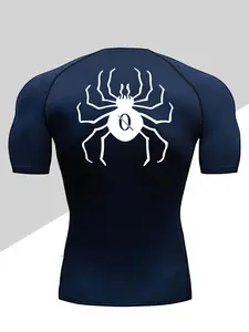 Men's Dragon Print Compression T-Shirt, Athletic Compression Shirts, Quick-Dry Breathable Stretch Fabric, Tight-Fitting Short Sleeve Top for Fitness and Outdoor Activities