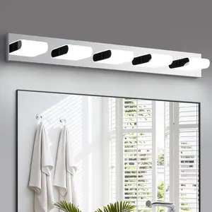 KDG LED Modern Bathroom Vanity Light Fixtures, 4 Lights Matte Black 5000K Wall Lighting Over Mirror, Lights for Dressing Room, Bedroom