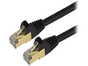 StarTech C6ASPAT2BK StarTech.com Cat6a Shielded Patch Cable - 2 ft - Black -  Snagless RJ45 Cable - Ethernet Cord - Cat 6a Cable - 2ft