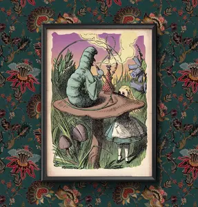 Alice Adventures in Wonderland Catapiller Wall Art Vintage Classic Poster A4 and A3 size Sign print