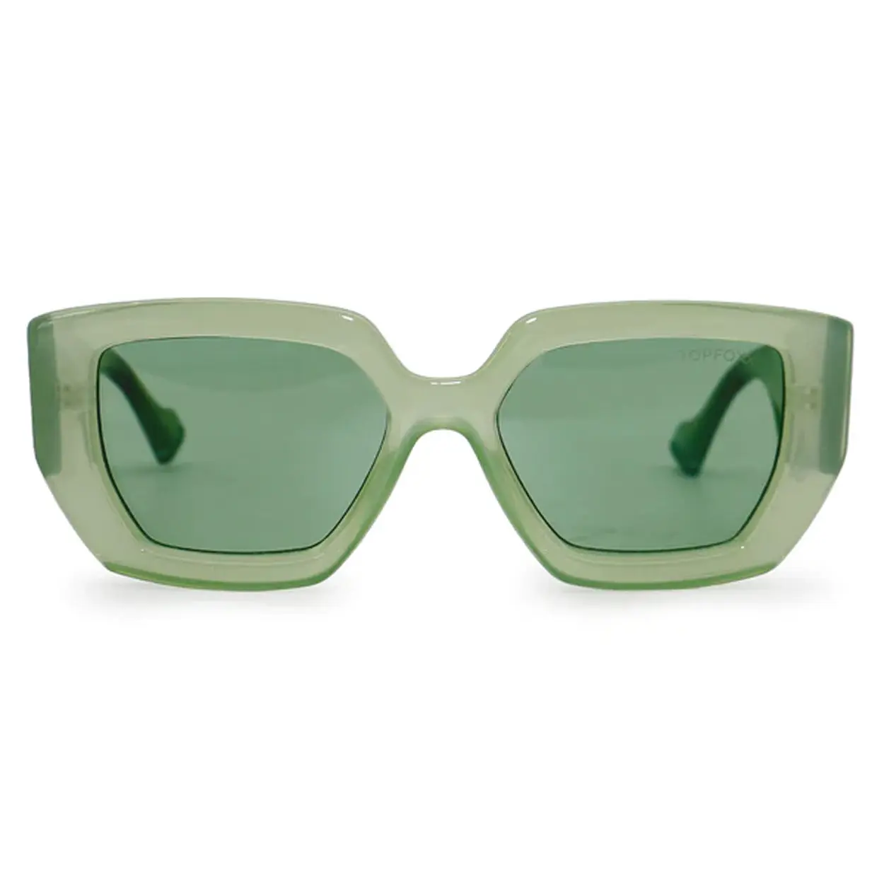Topfoxx Incognito Unisex Green Frame Full Rim Tangle-Free Square Sunglasses - Certified Shatter-Resistant Lenses - UV400 Protection