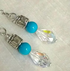 Sleeping Beauty Turquoise Dangle Earrings with Fine Crystal
