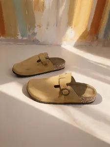 Women's Soft Sole Velcro Slippers, Retro Forest Style Casual Mules, Adjustable Buckle, Comfortable Rubber Sole, All Seasons Wear, Casual Clogs