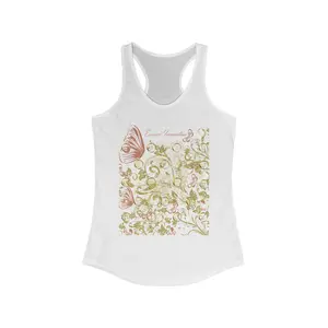 EssenceInnoCreate Floral Butterfly Racerback Tank in White - Nature-Inspired Activewear for Her - Stylish Gift for Her Breathable Casual