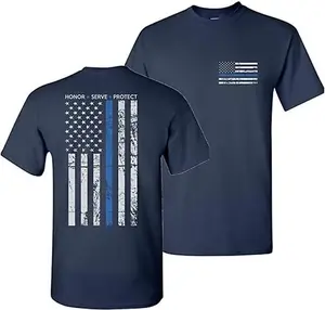 Honor Serve Protect T-Shirt, Thin Blue Line Distressed Flag Tee for Police Supporters, Patriotic Law Enforcement Appreciation Shirt, First Responder Pride Apparel