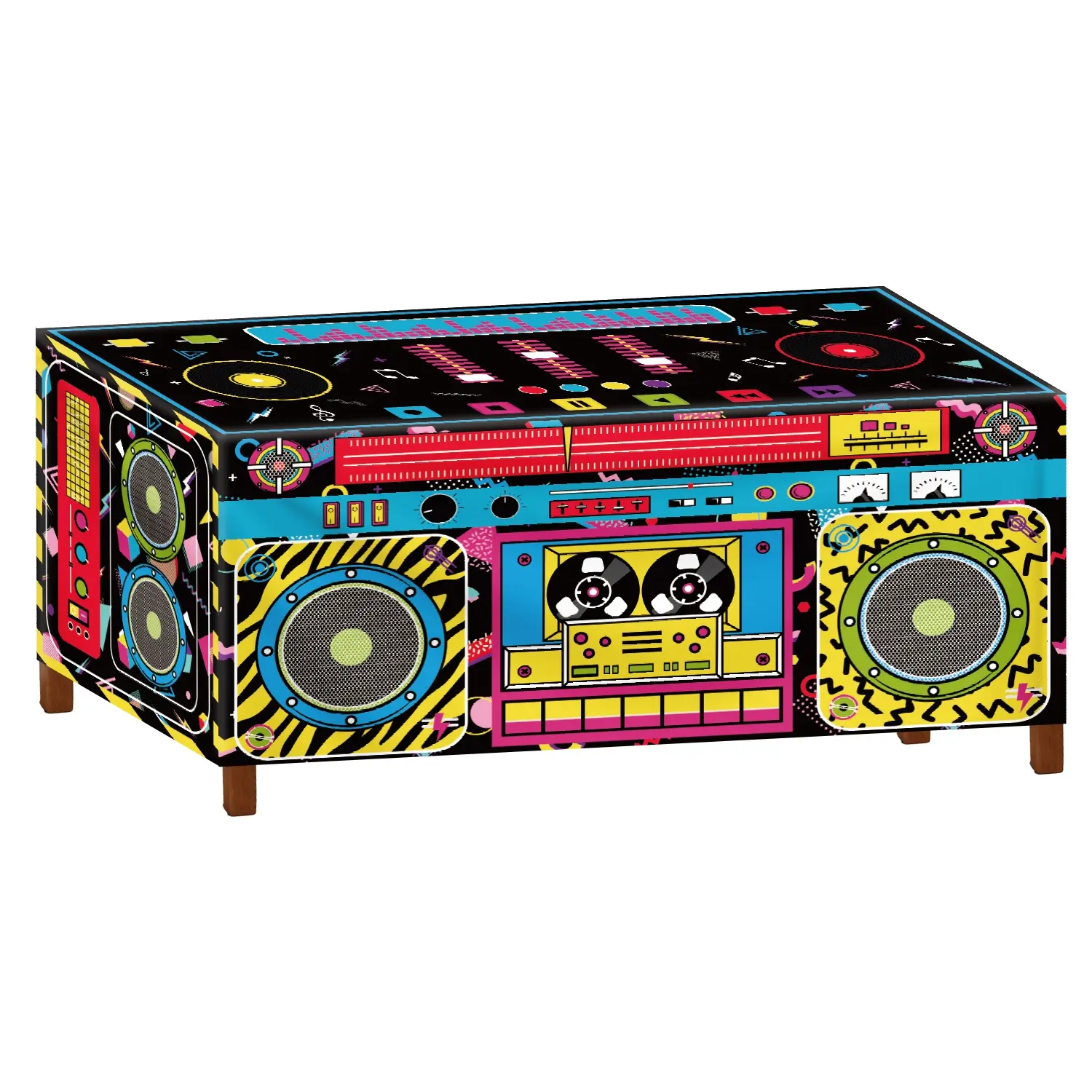 6ft 80s 90s Theme Party Tablecloth, Retro Style Decoration for Hip