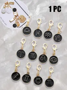 Zodiac Symbol Keychain, DIY Jewelry Accessory, Drip Oil 12 Constellation Alloy, Bag Pendant, Backpack Decor, Car Hanging Ornament
