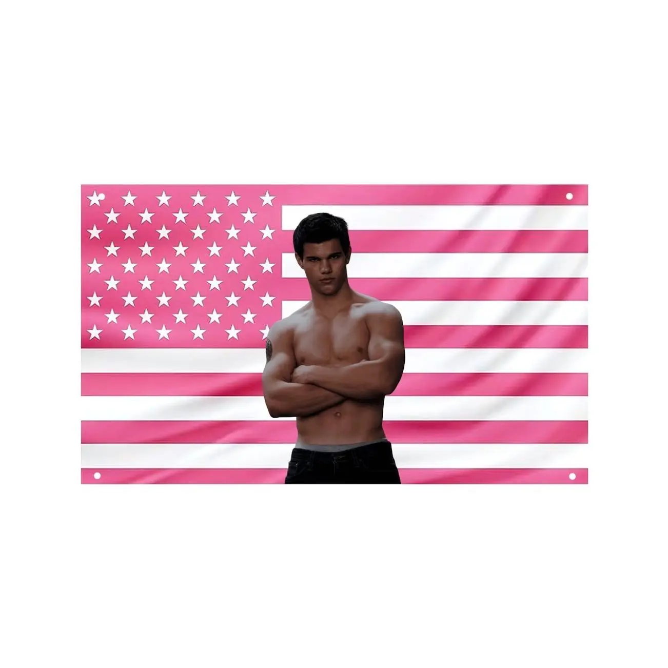 Jacob Black Pink US Flag – Twilight Wall Flag, Taylor Lautner Room Decor, Bedroom Banner