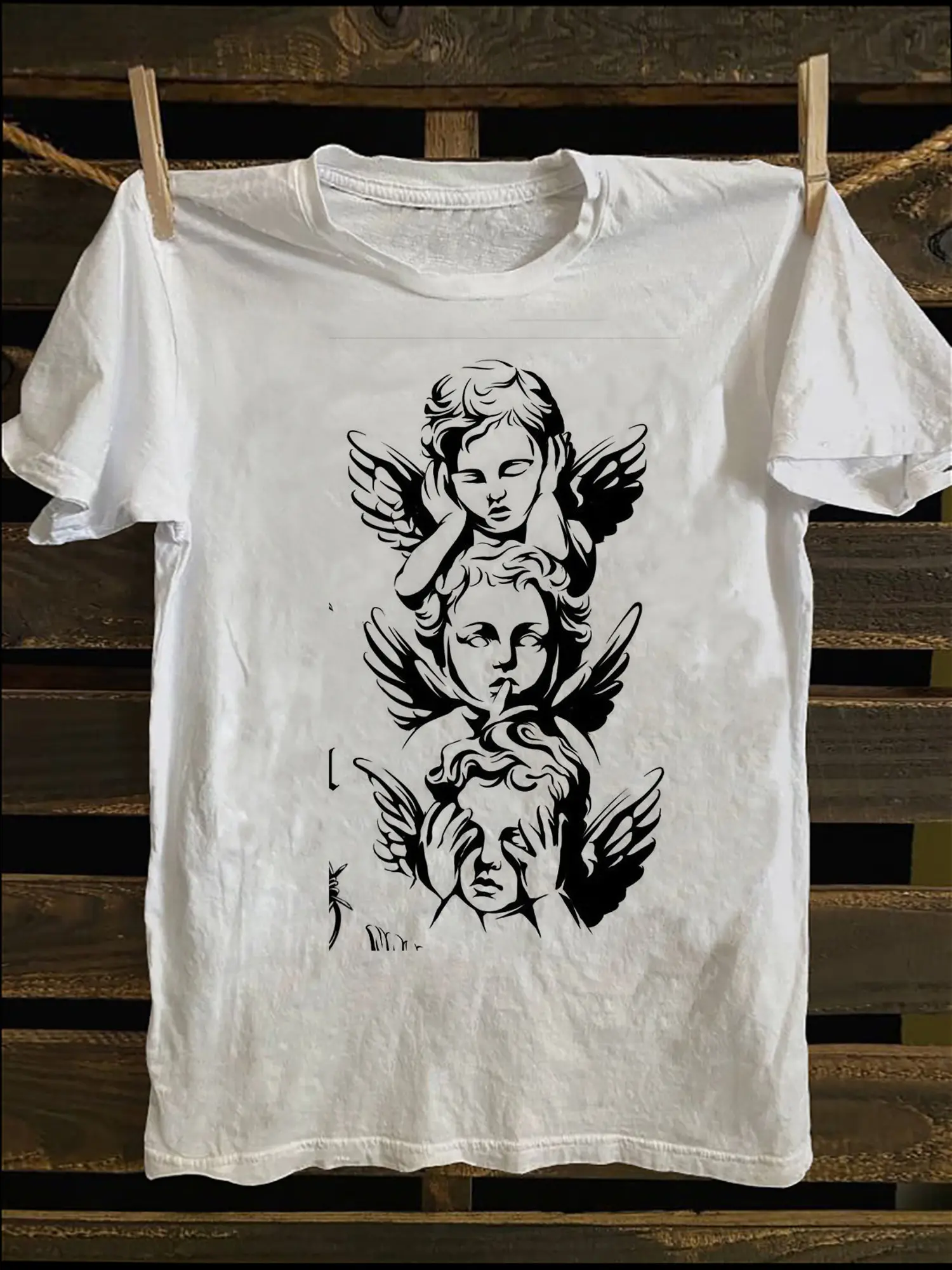 Cherub Angel Graphic T-Shirt - 100cotton Classic C unisex soft cotton short sleeve t shirt, vintage graphic casual tee for men women teens, perfect birthday holiday gift for camping travel gym daily street casual wear