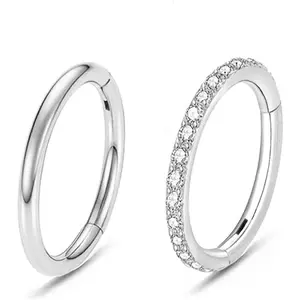 16G 18G 20G CZ Nose Rings Hoop Hinged Segment Septum  316L Surgical Steel Cartilage Earrings Daith Rook Tragus Earrings   7mm 8mm10mm