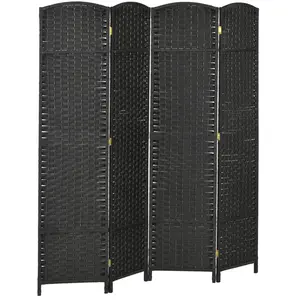 Room Divider, 4 Panel Folding Privacy Screen, 5.6' Tall Freestanding Partition for Home Office, Bedroom, Black(Using high-quality and premium materials)