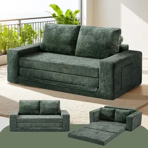 65’’ Pull Out Loveseat Sofa Sleeper Bed, 2 in 1 Pull Out Couch for Living Room, Classic Modern Boneless Couch in a Box, No Assemly Required Futon Folding Sofa Bed for Small Space, Basement, Office Furniture, Color