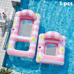 Large & Small Inflatable Pool Float Lounger for Adults & Kids, Floating Raft with Cup Holder & Footrest, Swimming Pool Rest Chair