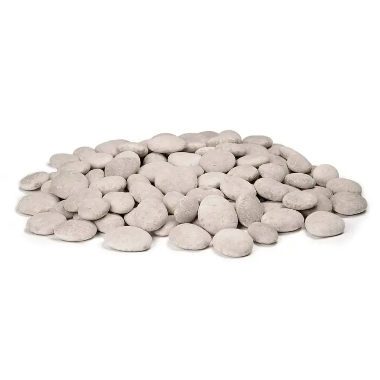 American Fyre Designs CSTN-20-B Painted Round Classic Look Durable Ceramic Fire Pit Creekstones, 4 sq. ft., 20 lbs, Mixed Cloud & Greige, Black