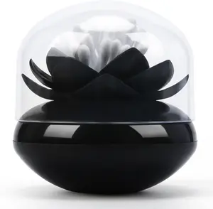 Lotus Cotton Swab Holder Cotton Swabs Bud Small QTips Box Toothpicks Container Flower Bathroom Decor - Black